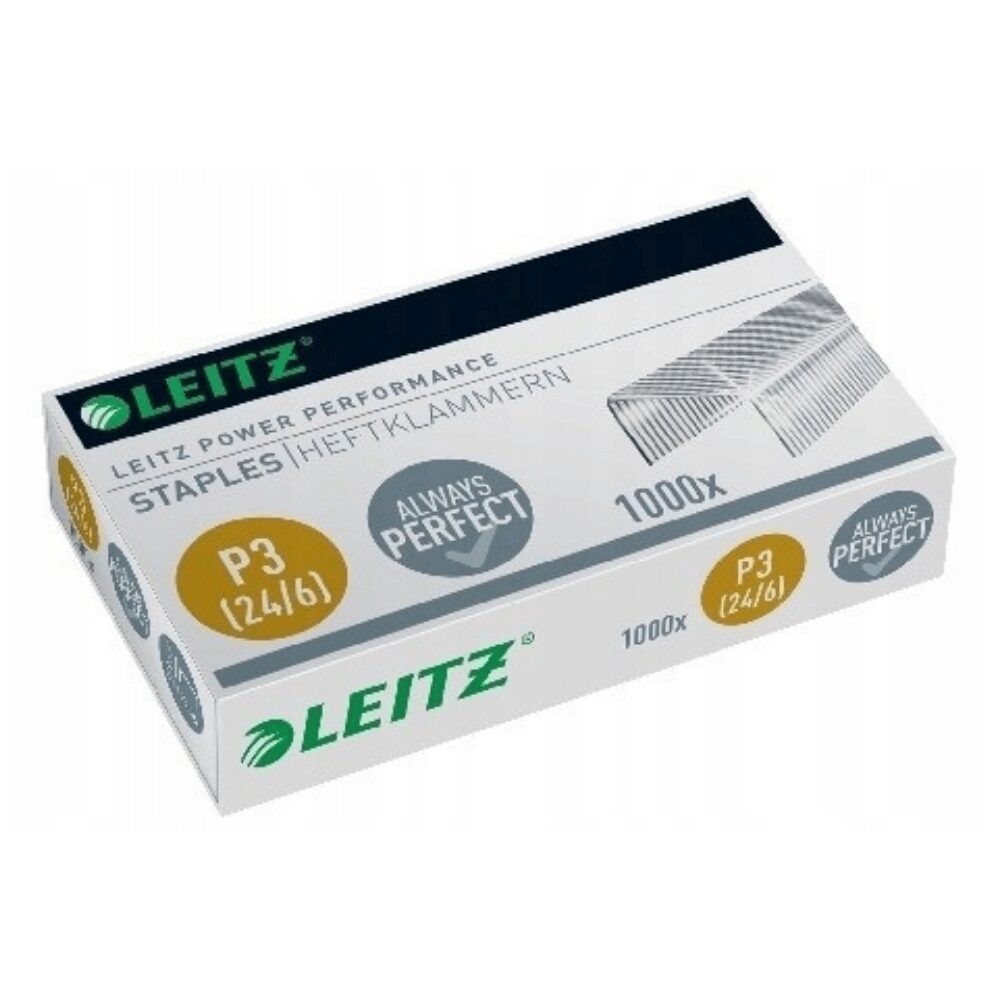 Zszywki biurowe srebrne Leitz - rozmiar 24/6 1000 szt