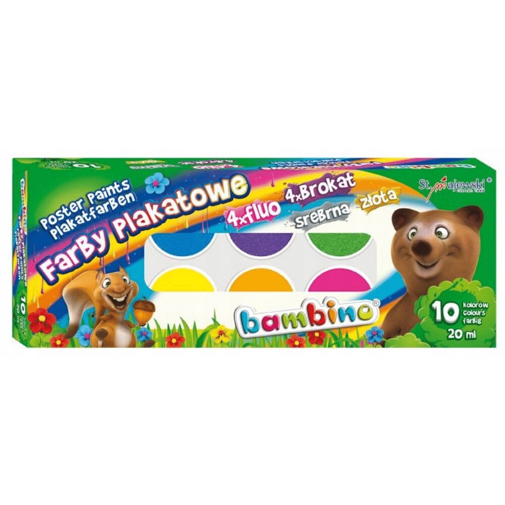 Farby plakatowe DLA DZIECI - Bambino 10 x 20 ml