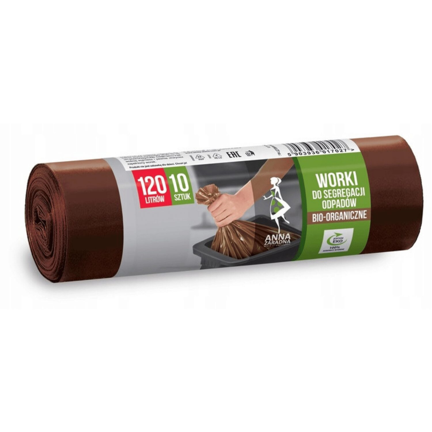 Worki na śmieci brązowe BIO 120L 10 szt