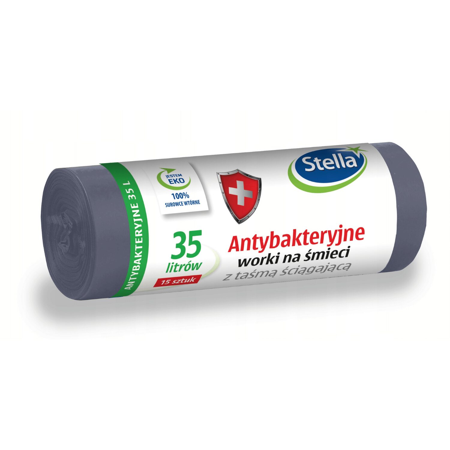 Worki na śmieci z taśmą ANTYBAKTERYJNE 35L 15 szt