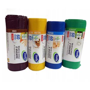 Worki na śmieci zestaw 60L 4 kolory 14 szt