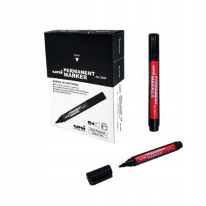 Marker Permanentny UNI 320 F Okrągły Czarny 12szt + ścięty GRATIS