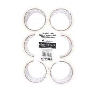 Taśma pakowa OFFICE PRODUCTS, 48mm x 50y, 36mic, 6szt., biała