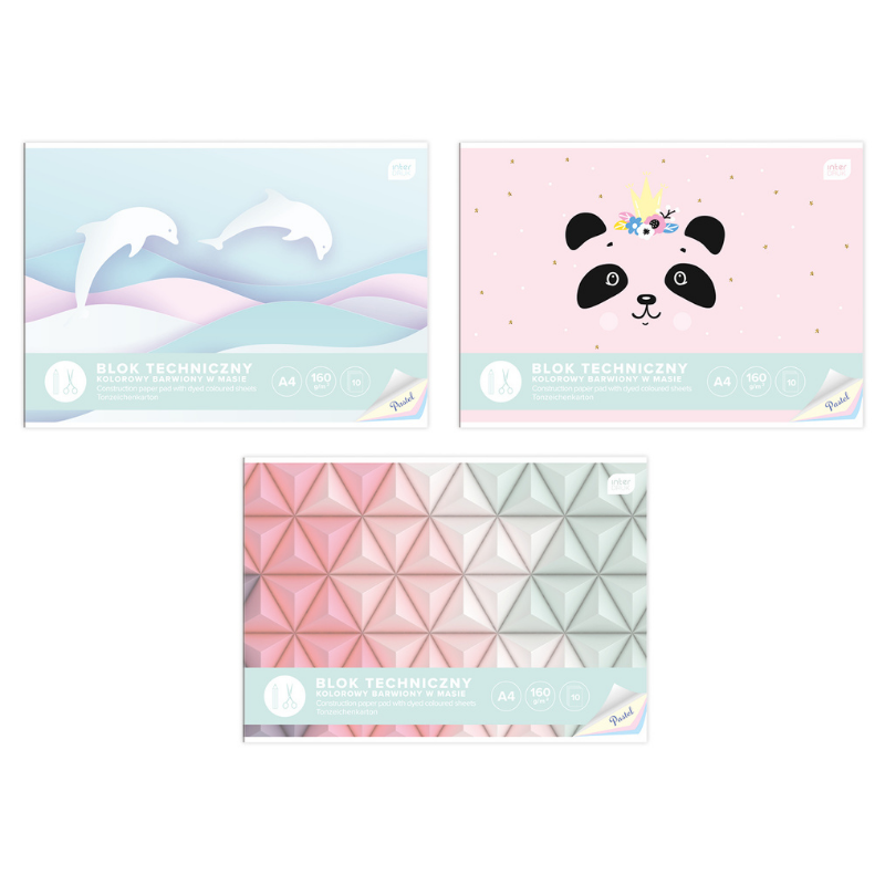 Blok szkolny, TECHNICZNY KOLOROWY BWM A4 / 10k 160g PASTEL