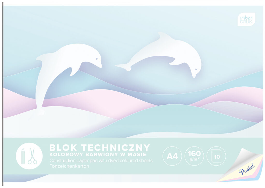 Blok szkolny, TECHNICZNY KOLOROWY BWM A4 / 10k 160g PASTEL - obrazek 3