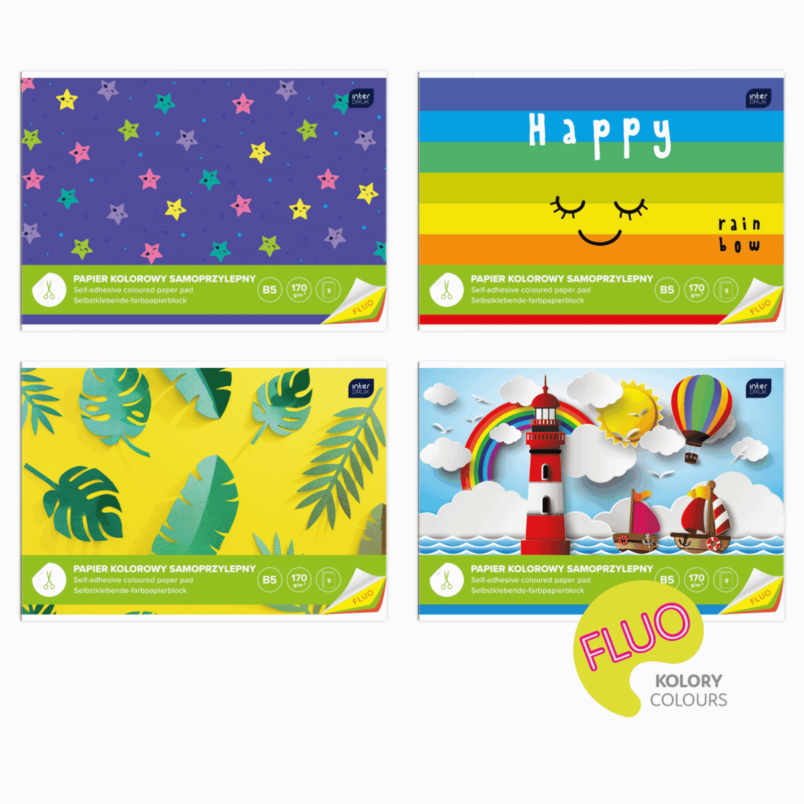 WYCINANKA,, PAPIER KOLOROWY SAMOPRZYLEPNY B5