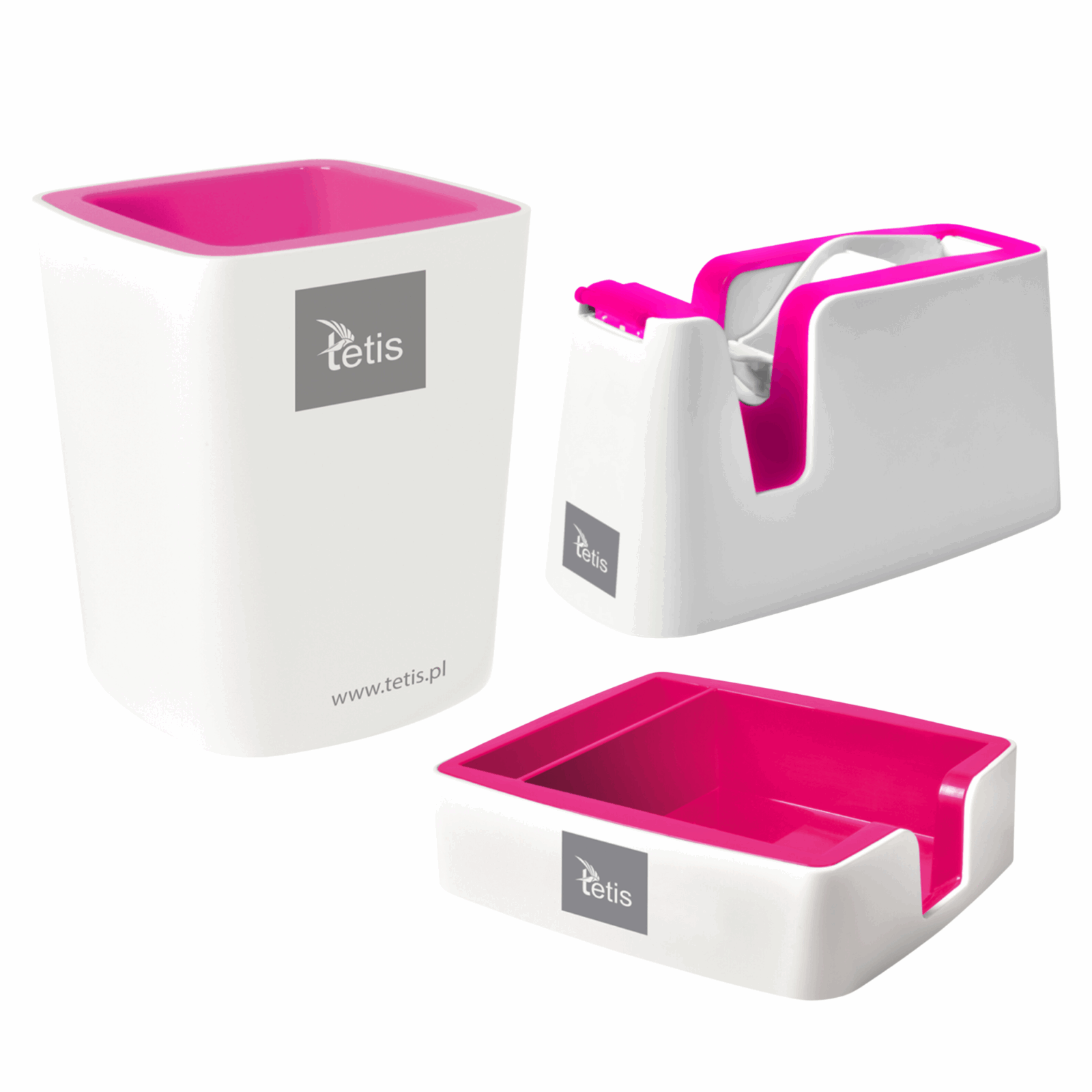 Zestaw na biurko TETIS RÓŻOWY - 3 elementy
