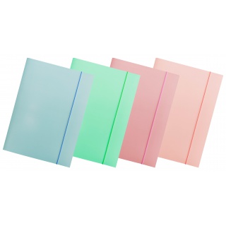 TECZKA Z GUMKĄ OFFICE PRODUCTS PASTEL, KARTON/LAKIER, A4, 300GSM, 3-SKRZ., MIX KOLORÓW 5szt
