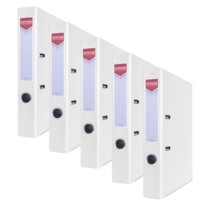 Segregator OFFICE PRODUCTS Officer z szyną, PP, A4/55mm, biały - 5szt