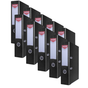 Segregator OFFICE PRODUCTS Officer z szyną, PP, A4/75mm, czarny - 10szt