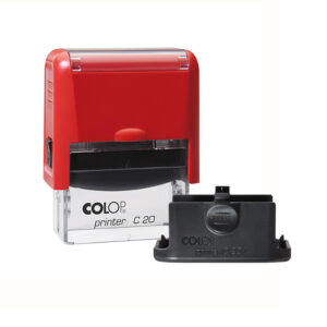 Pieczątka COLOP COMPACT 20 PRO CZERWONY z logo 38x14 mm + GUMKA GRATIS