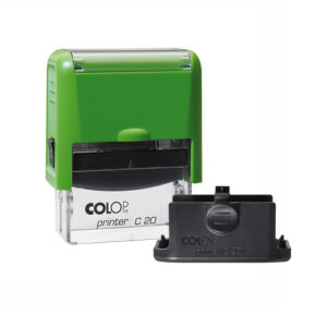 Pieczątka COLOP COMPACT 20 PRO ZIELONY z logo 38x14 mm + GUMKA GRATIS