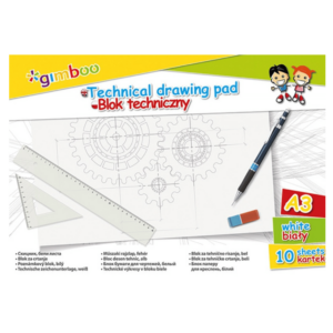 Blok techniczny GIMBOO, A3, 10 kart., 150gsm, biały
