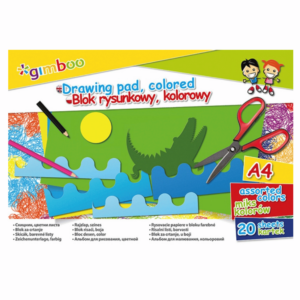 Blok rysunkowy GIMBOO, A4, 20 kart., 70gsm, mix kolorów