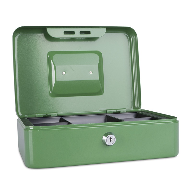 Kasetka na pieniądze DONAU, duża, 250x90x180mm, zielona - obrazek 2