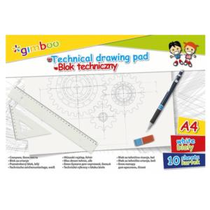 Blok techniczny GIMBOO, A4, 10 kart., 150gsm, biały