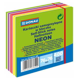 Kostka samoprzylepna DONAU, 76x76mm, 1x400 kart., neon-pastel, mix zielony