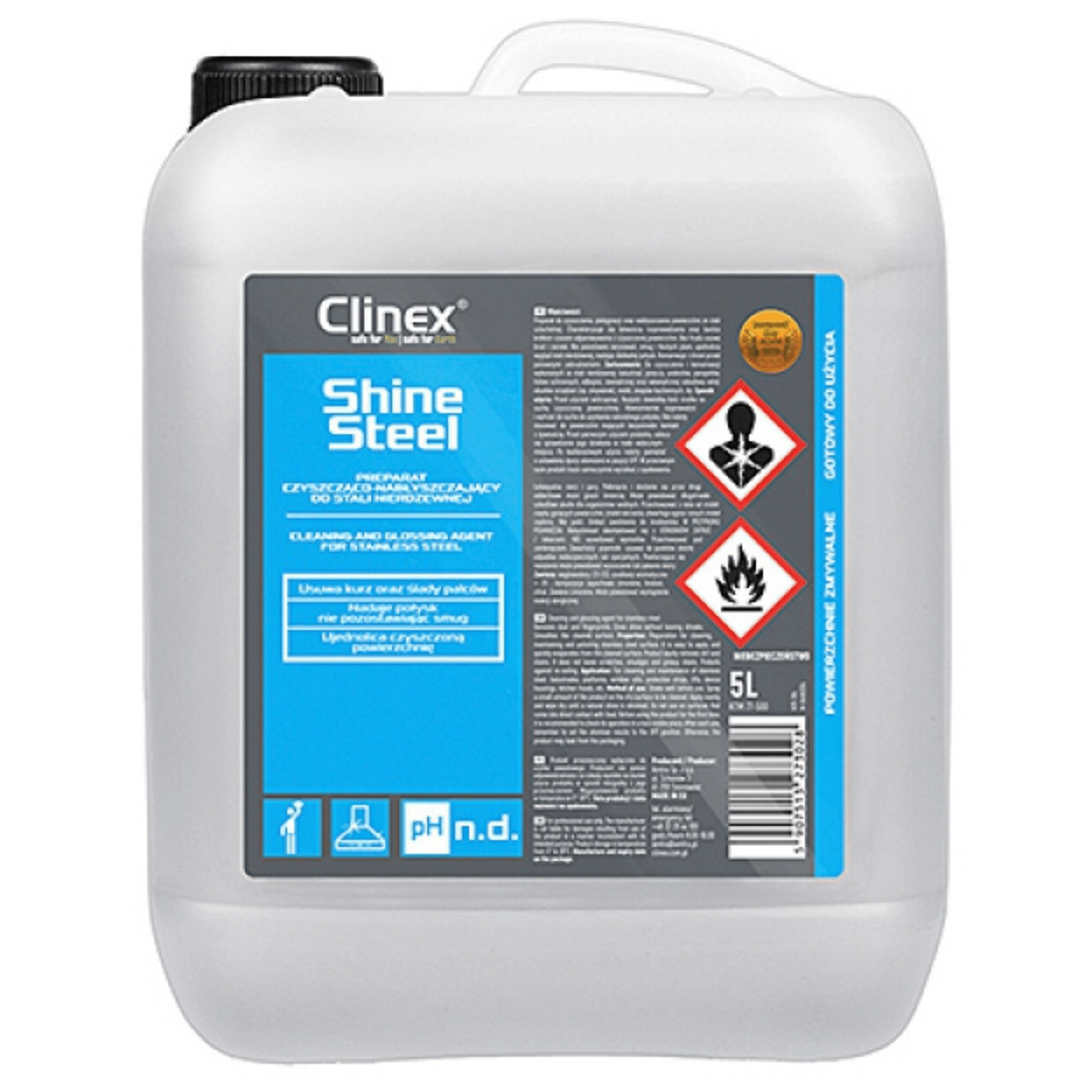 Preparat czyszcząco-nabłyszczający CLINEX Shine Steel 5L, do stali nierdzewnej