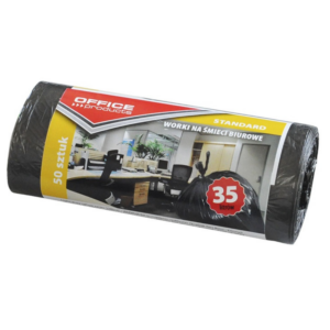 Worki na śmieci biurowe OFFICE PRODUCTS, standard (HDPE), 35l, 50szt., czarne