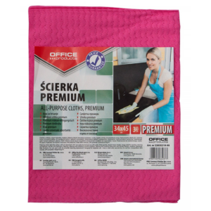 Ścierka premium OFFICE PRODUCTS, wiskoza 80%, gr. 65g/mkg, 34x45cm, 3szt., mix kolorów