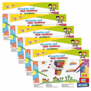 Blok rysunkowy GIMBOO, A4, 20 kart., 70gsm, biały x 5szt