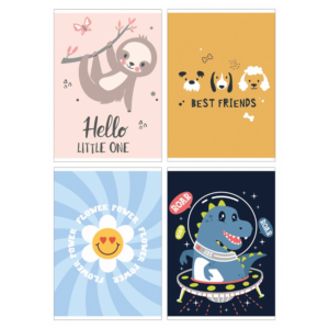 Zeszyt szkolny GIMBOO, A5, w 3 linie, 16 kart., 70gsm, mix wzorów