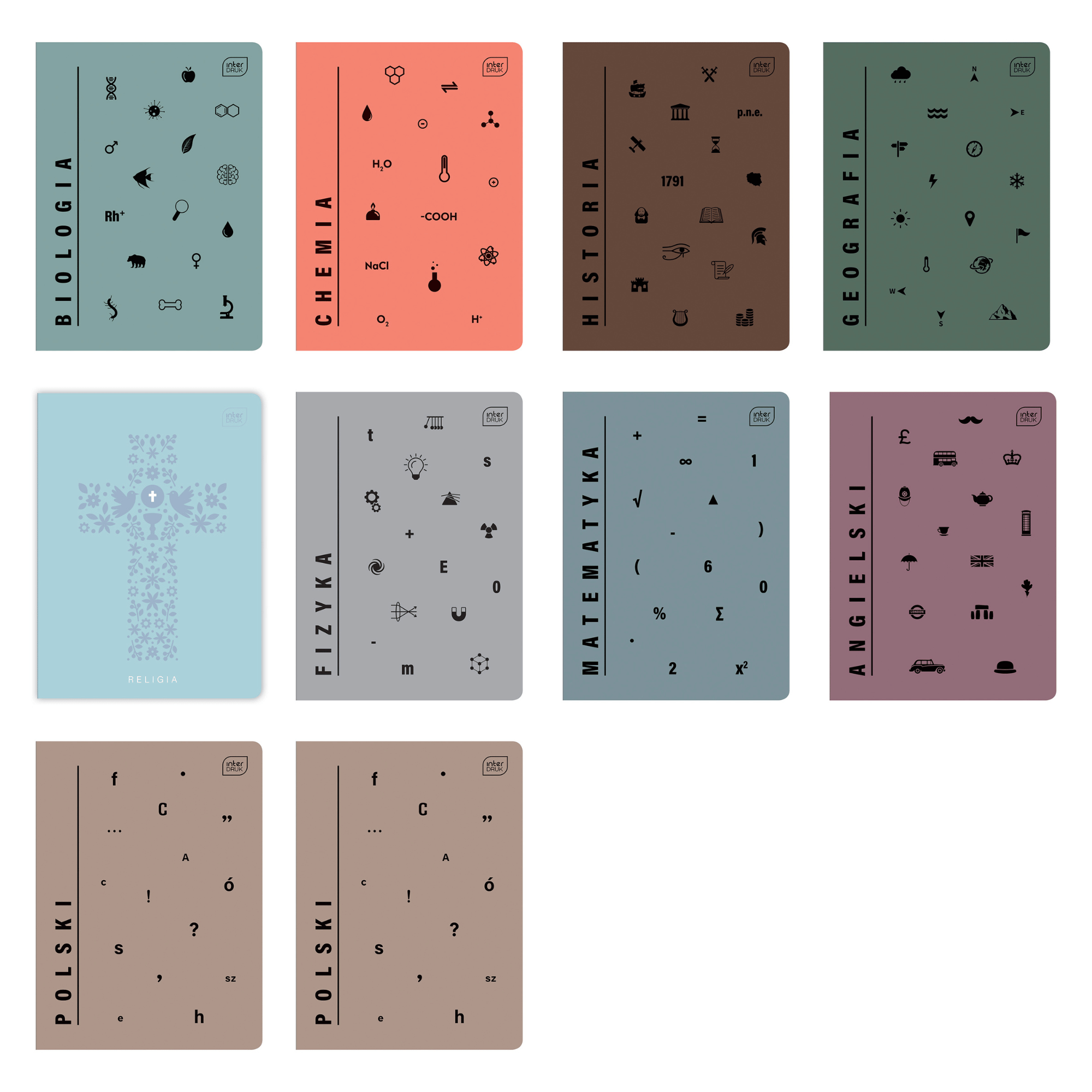 Zestaw zeszytów tematycznych A5/60k 10 szt 2xPol (2023r)