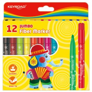 Flamastry KEYROAD Jumbo, 12szt., na zawieszce, mix kolorów