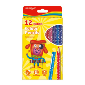 Kredki ołówkowe KEYROAD Jumbo, trójkątne, 12szt., mix kolorów