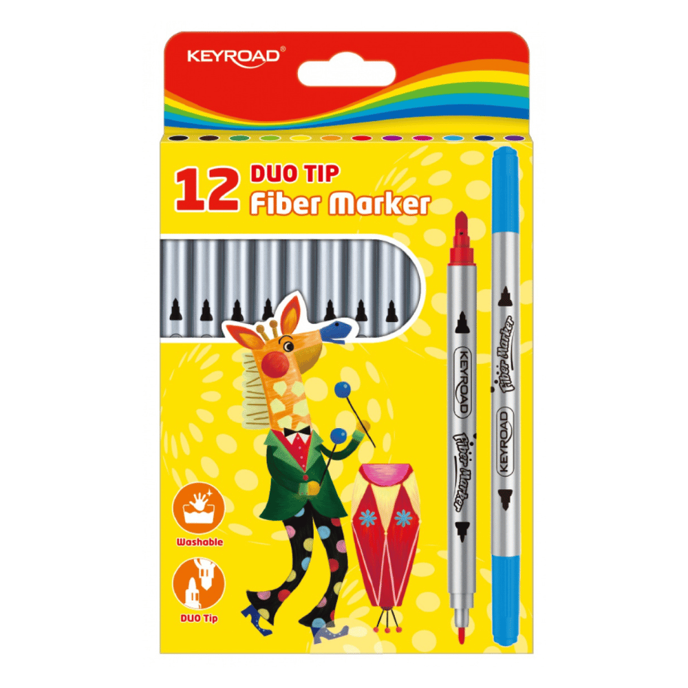 Flamastry KEYROAD Duo, 12szt., na zawieszce, mix kolorów