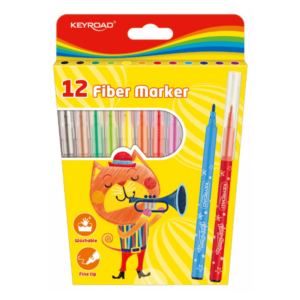 Flamastry KEYROAD Fiber Marker, 12szt., na zawieszce, mix kolorów