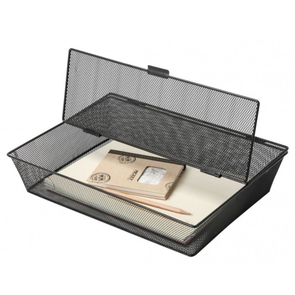 Pojemnik na dokumenty Q-CONNECT Office Set, metalowy, A4, zamykany, czarny