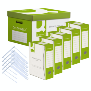 Zestaw pudło zbiorcze + 5 pudła archiwizacyjne a4/100mm + 5 Klipsów