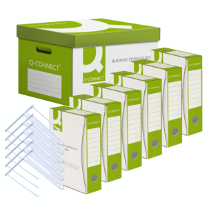 Zestaw pudło zbiorcze + 6 pudła archiwizacyjne a4/80mm + 6 Klipsów