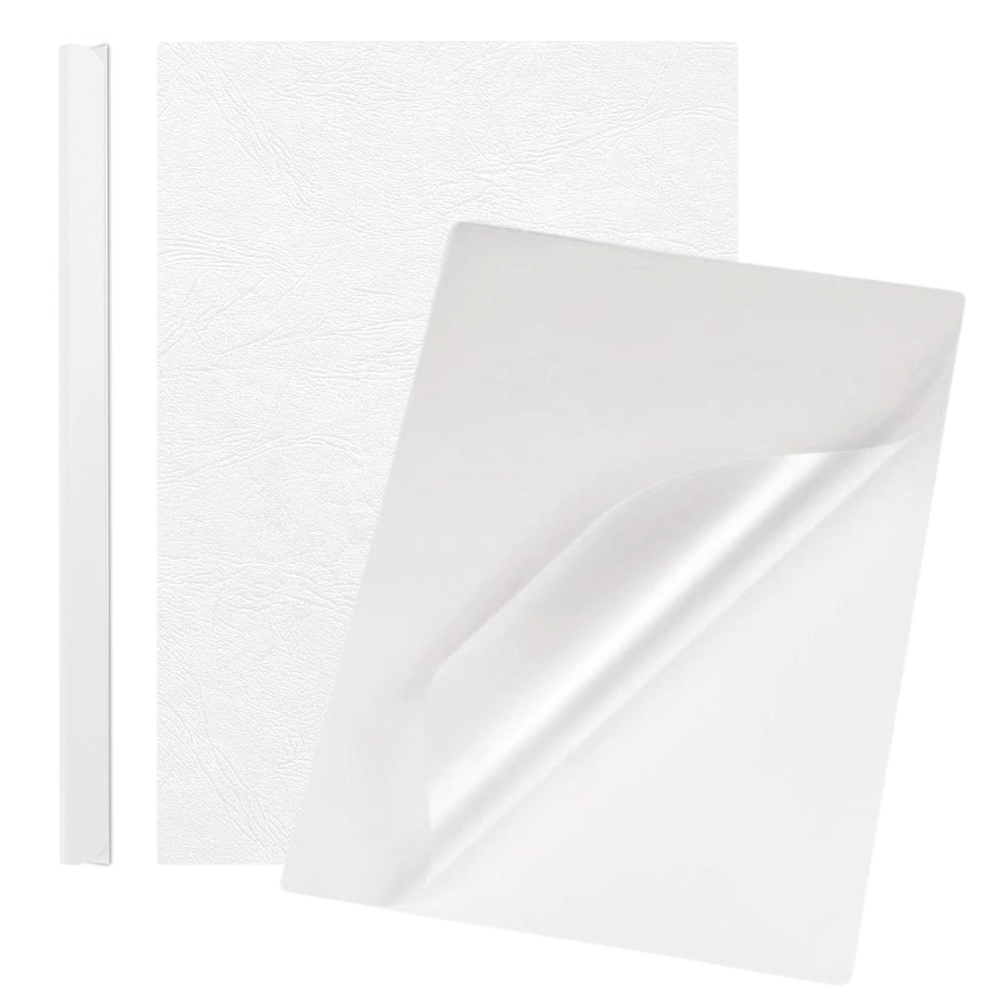 Zestaw do Bindowania 20szt - Okładki Bezbarwne, BIAŁE i Listwy 8mm