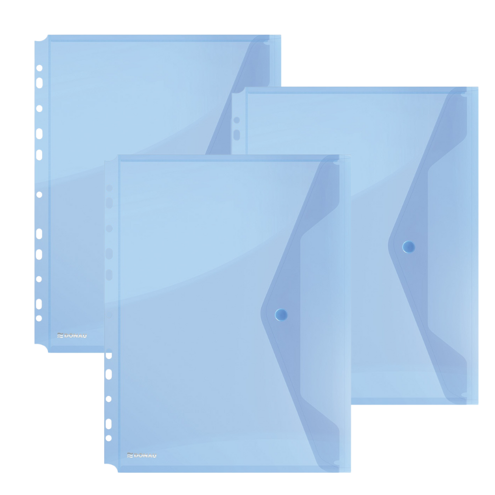 Teczka kopertowa DONAU zatrzask, A4, z europerforacją - niebieska x 20szt