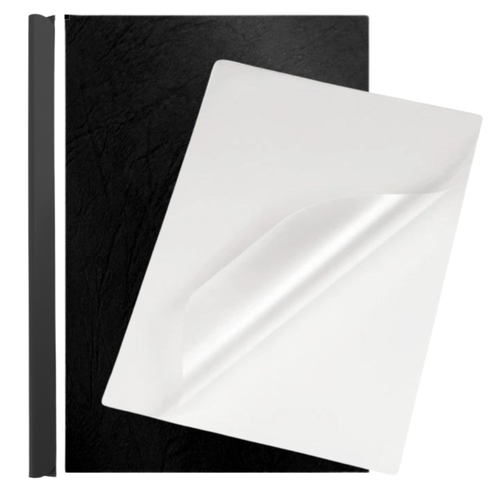 Zestaw do Bindowania 10szt - Okładki Bezbarwne, Czarne i Listwy 4mm do 40 kartek