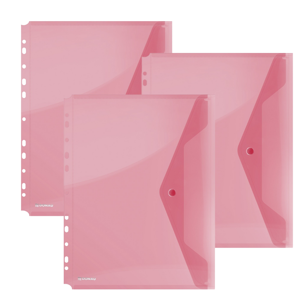 Teczka kopertowa DONAU zatrzask, A4, z europerforacją - czerwona x 20szt