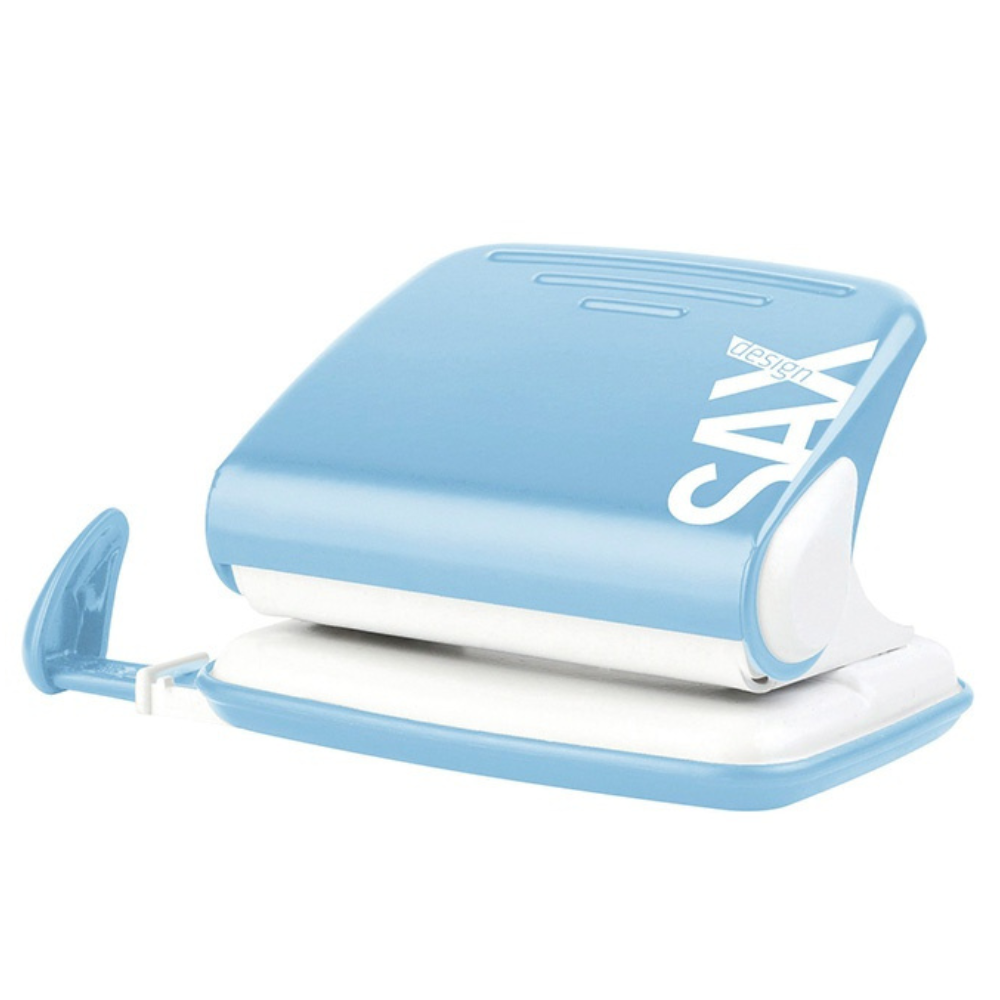 Dziurkacz SAXDesign 318, dziurkuje do 20 kartek, jasnoniebieski, display