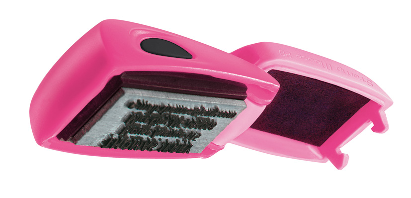 Pieczątka Kieszonkowa STAMP MOUSE 20 RÓŻOWY 38x14 mm + GUMKA GRATIS - obrazek 2