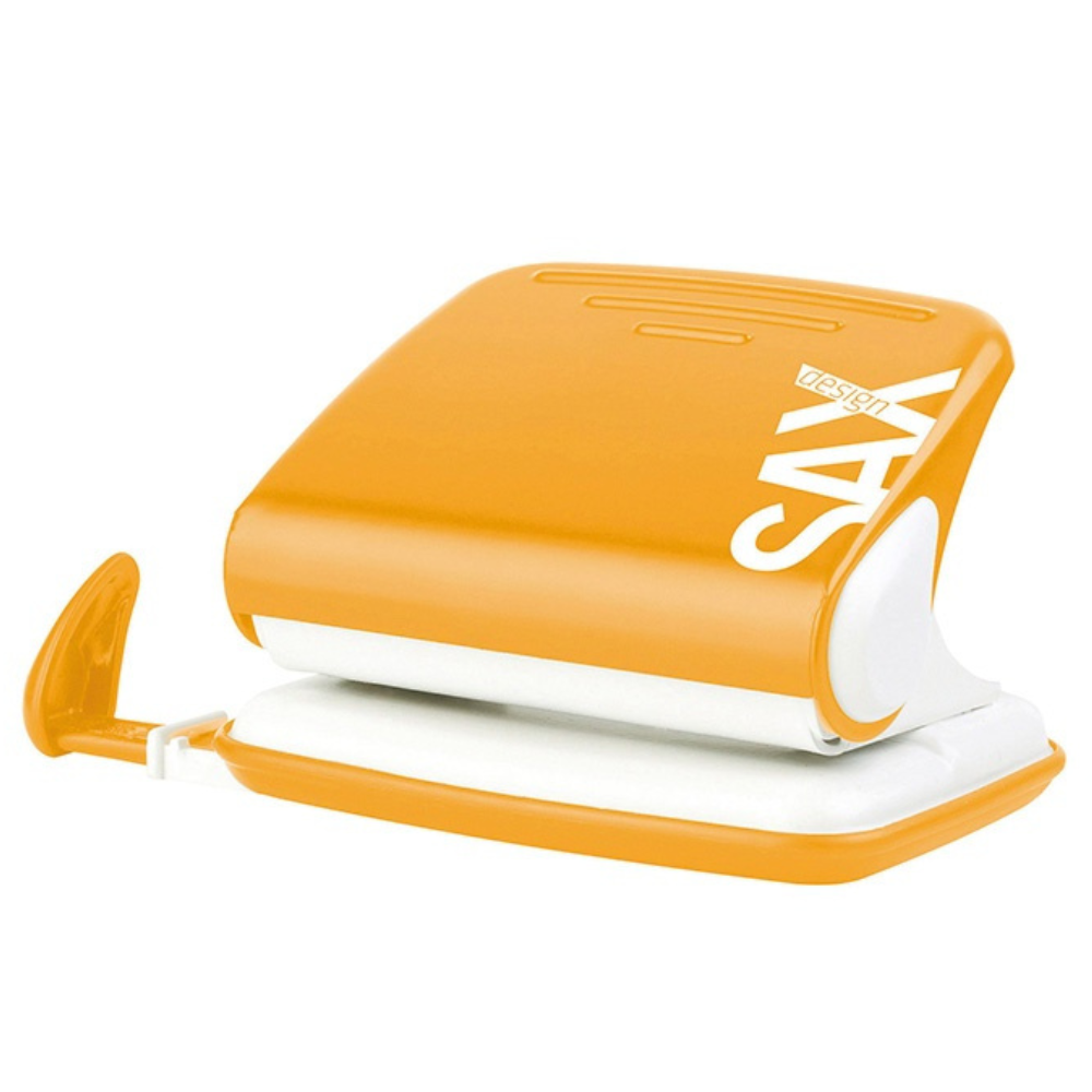 Dziurkacz SAXDesign 318, dziurkuje do 20 kartek, pomarańczowy, display