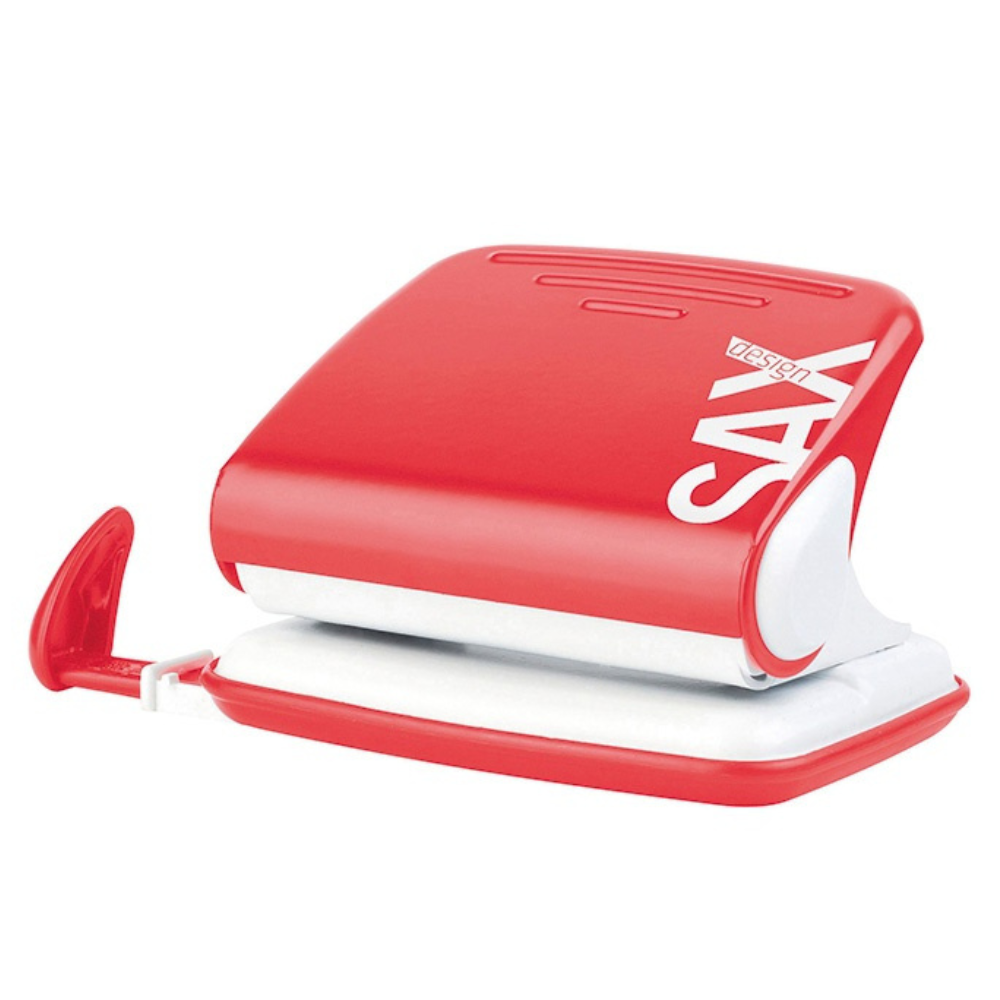 Dziurkacz SAXDesign 318, dziurkuje do 20 kartek, czerwony
