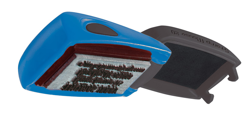 Pieczątka Kieszonkowa STAMP MOUSE 20 NIEBIESKI 38x14 mm + GUMKA GRATIS - obrazek 2