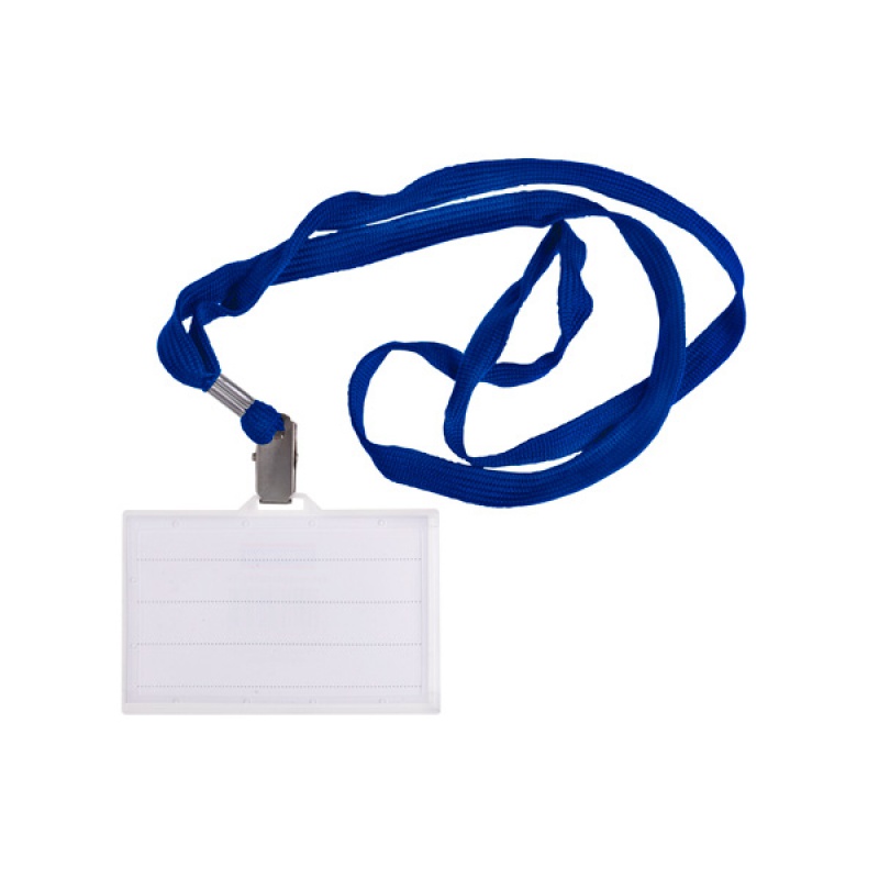 Identyfikator DONAU, z taśmą, twardy, niebieski - obrazek 2