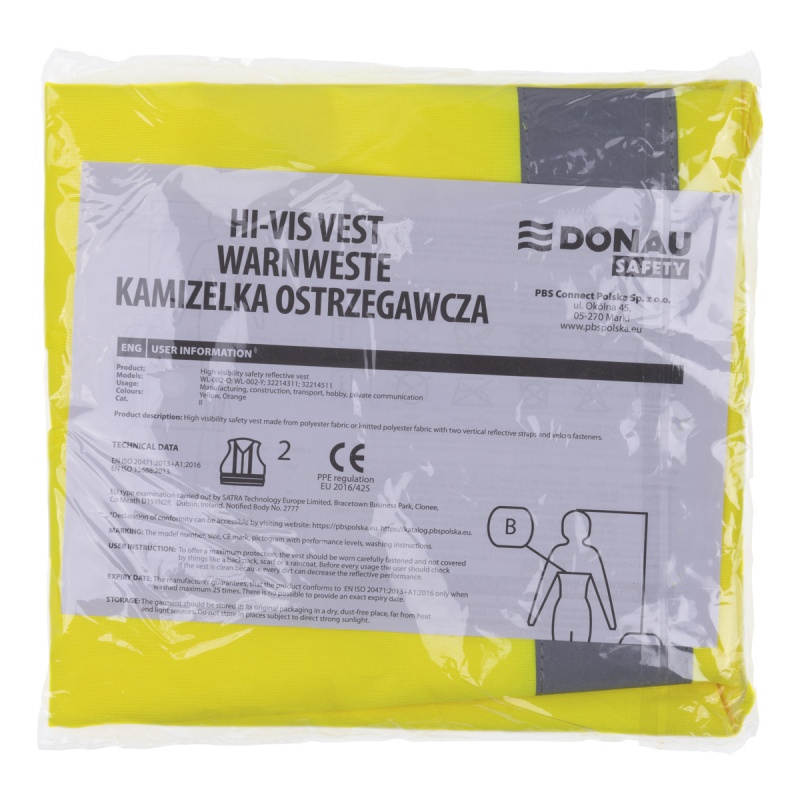 Kamizelka ostrzegawcza DONAU SAFETY, rozm. M, żółta - obrazek 3