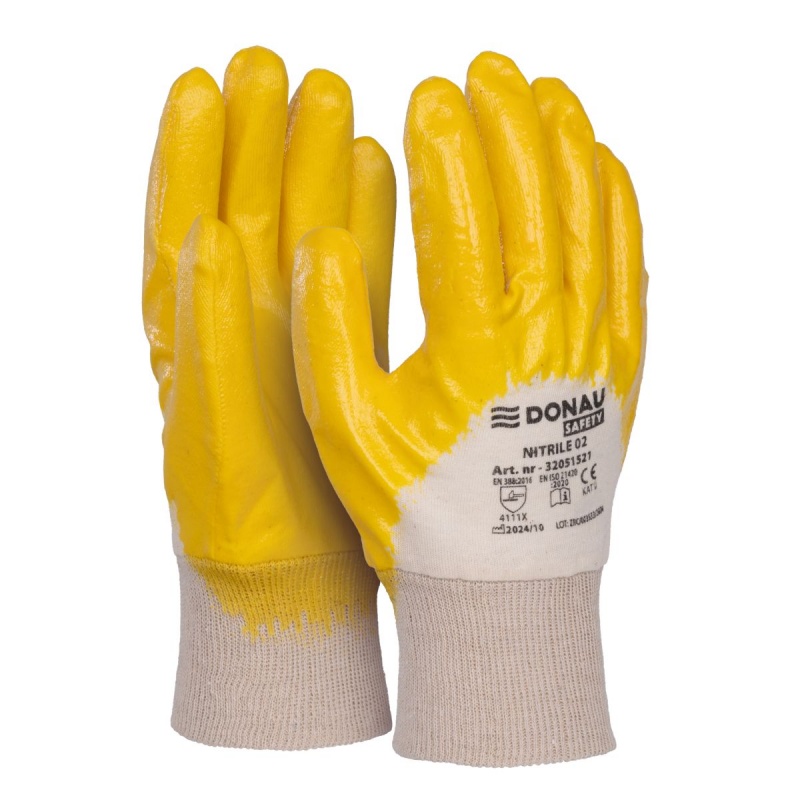 Rękawice DONAU SAFETY Nitrile 02, kat. II, rozm. 7, żółte