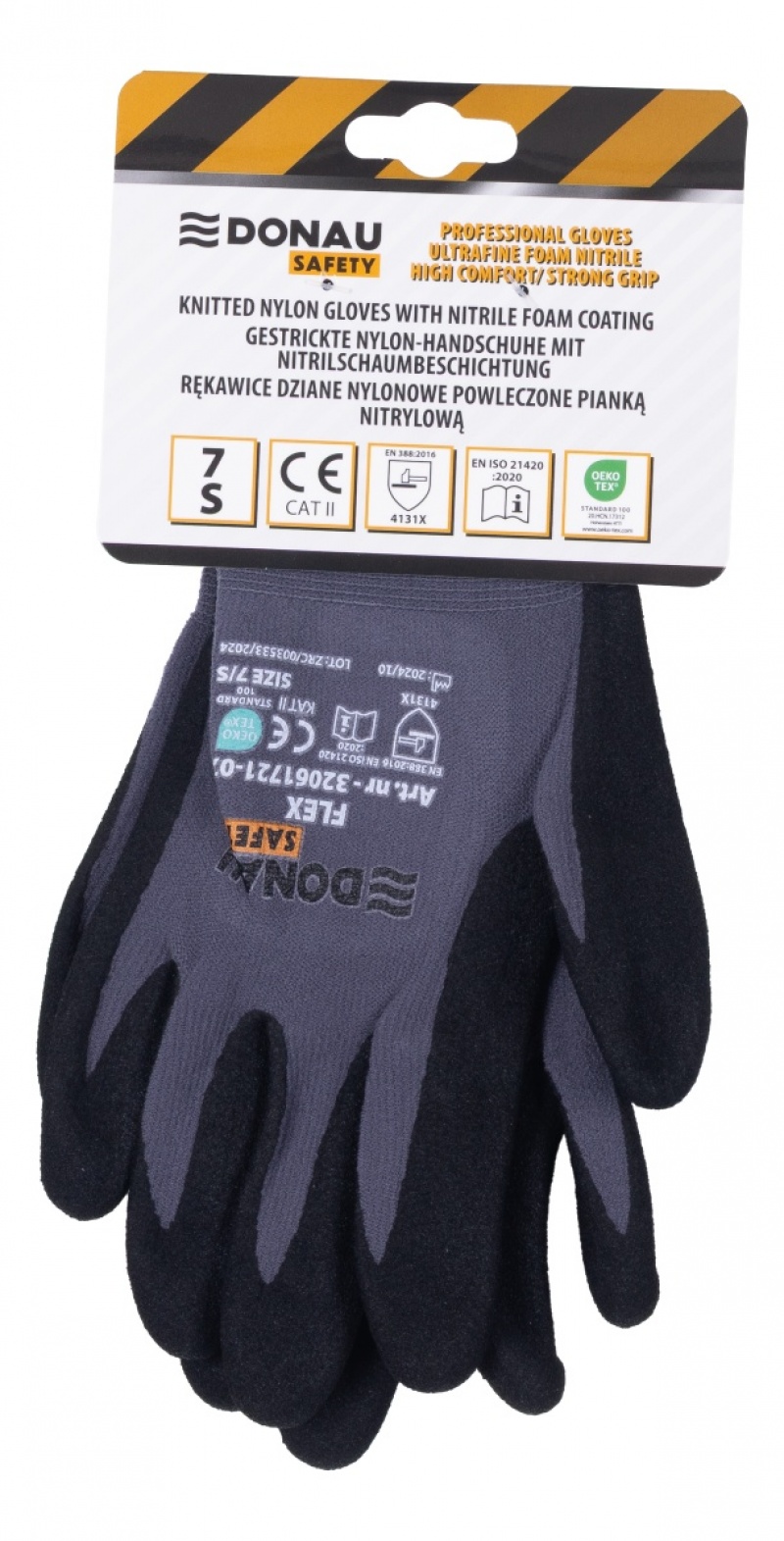 Rękawice DONAU SAFETY Flex, kat. II, rozm. 8, szare - obrazek 4