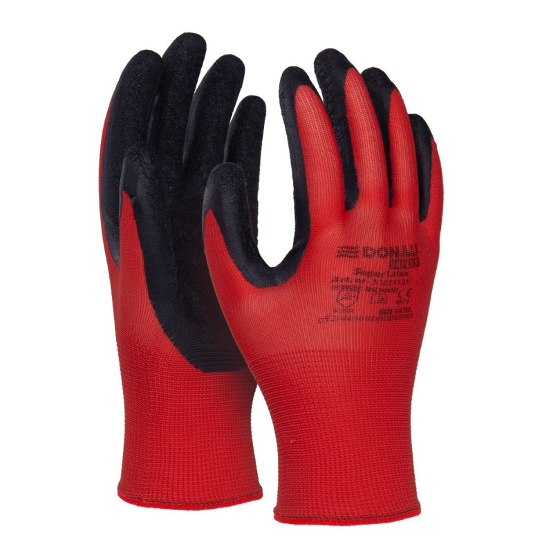 Rękawice DONAU SAFETY Super Latex, kat. II, rozm. 6, czerwone