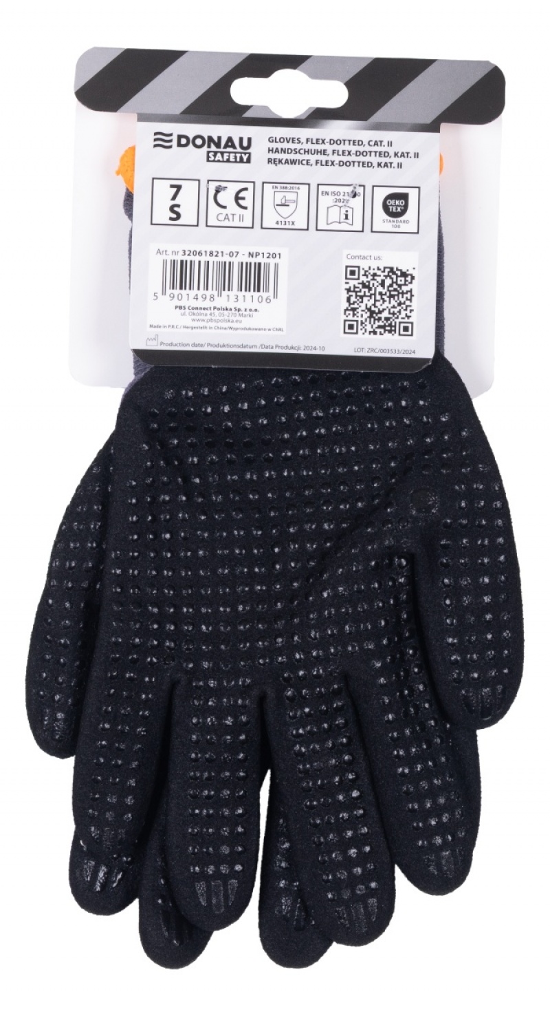 Rękawice DONAU SAFETY Flex-Dotted, kat. II, rozm. 9, szare - obrazek 5