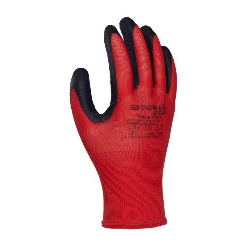Rękawice DONAU SAFETY Super Latex, kat. II, rozm. 6, czerwone - obrazek 2